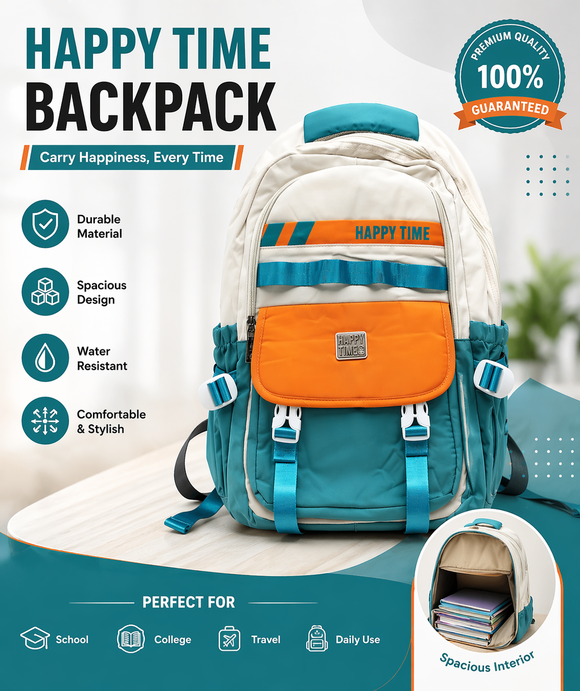 Original China - Happy Time - Premium Backpack For Girls_img_0