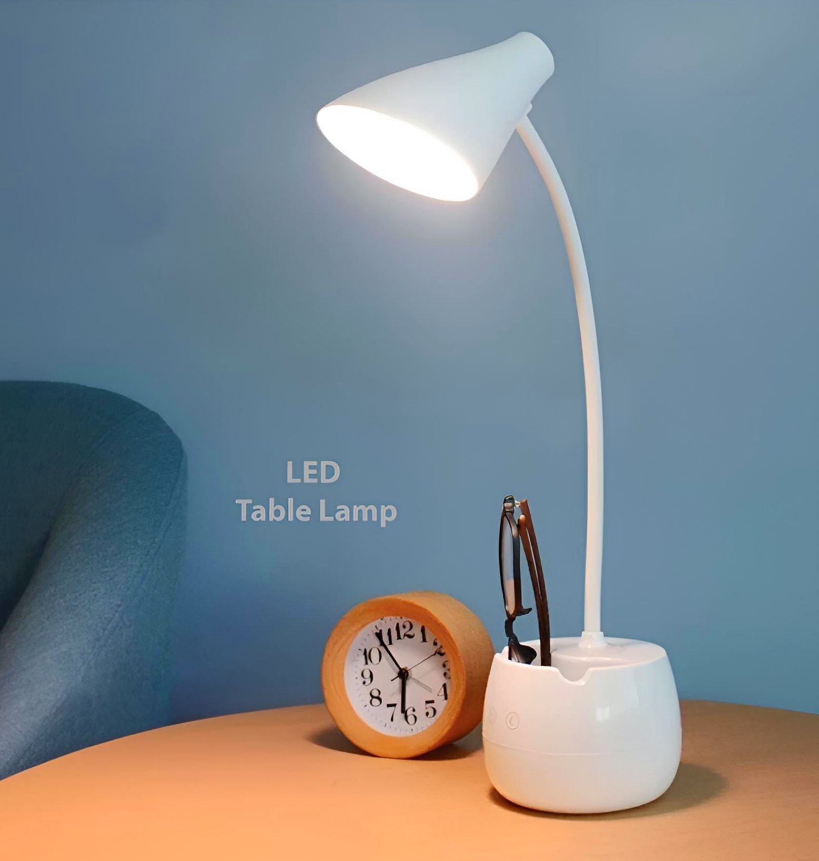 Supermoon SM-9762__360 Degree Flexible Desk Lamp with Night Lamp, Advanced Pen and Mobile Holder Design Modern Touch Switch Rechargeable Table Lamp_img_0