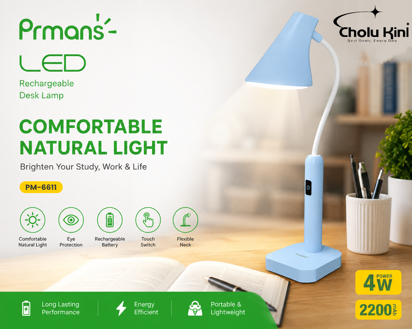 Prmans - LED Rechargeable Desk Lamp PM-6611_img_1