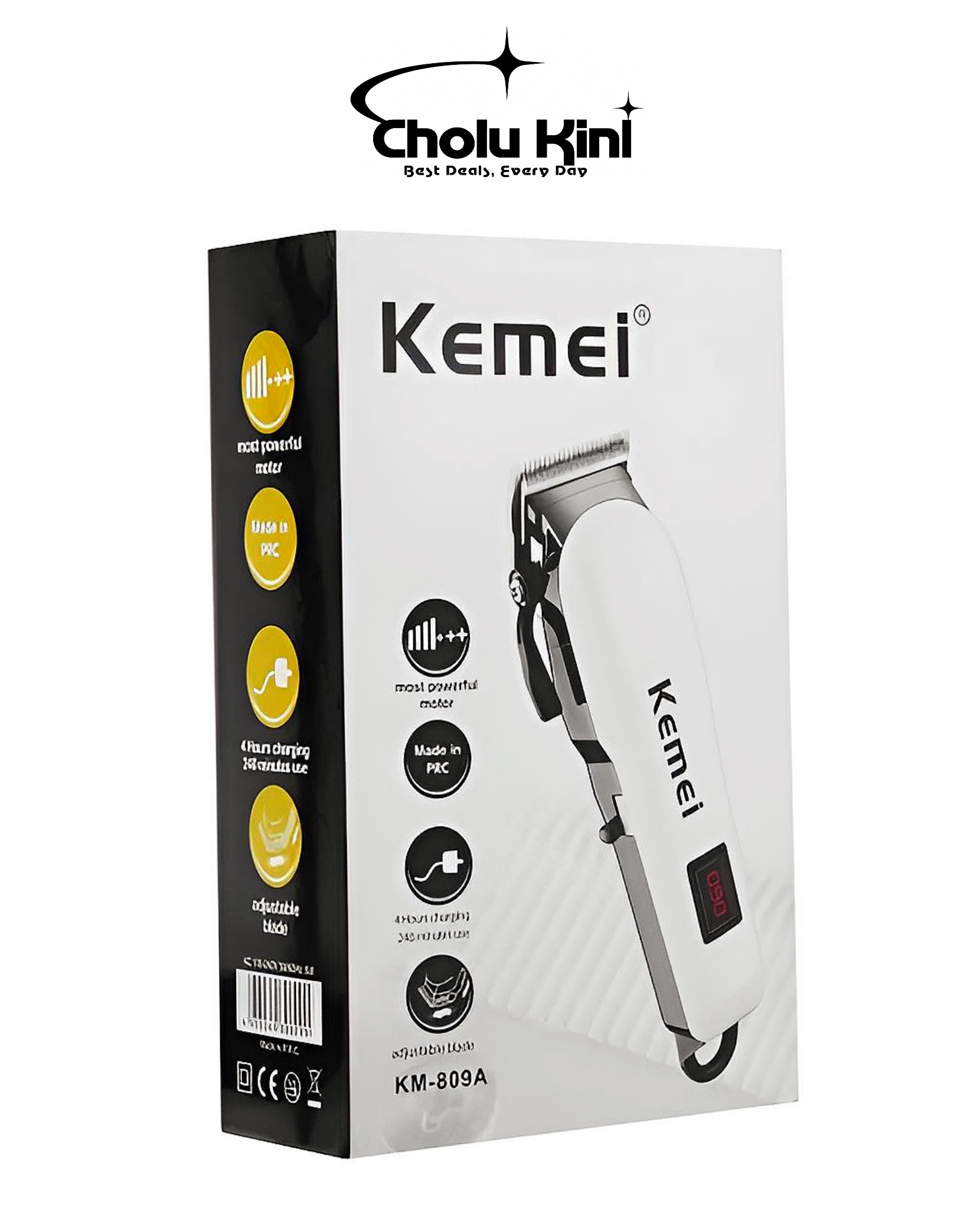 Kemei KM-809A Digital Electric Rechargeable Professional Hair Clipper Trimmer