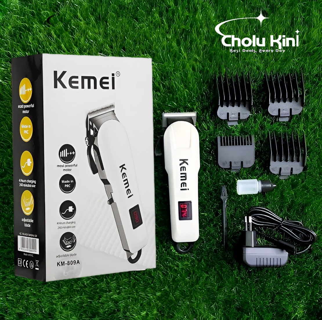 Kemei KM-809A Digital Electric Rechargeable Professional Hair Clipper Trimmer_img_2