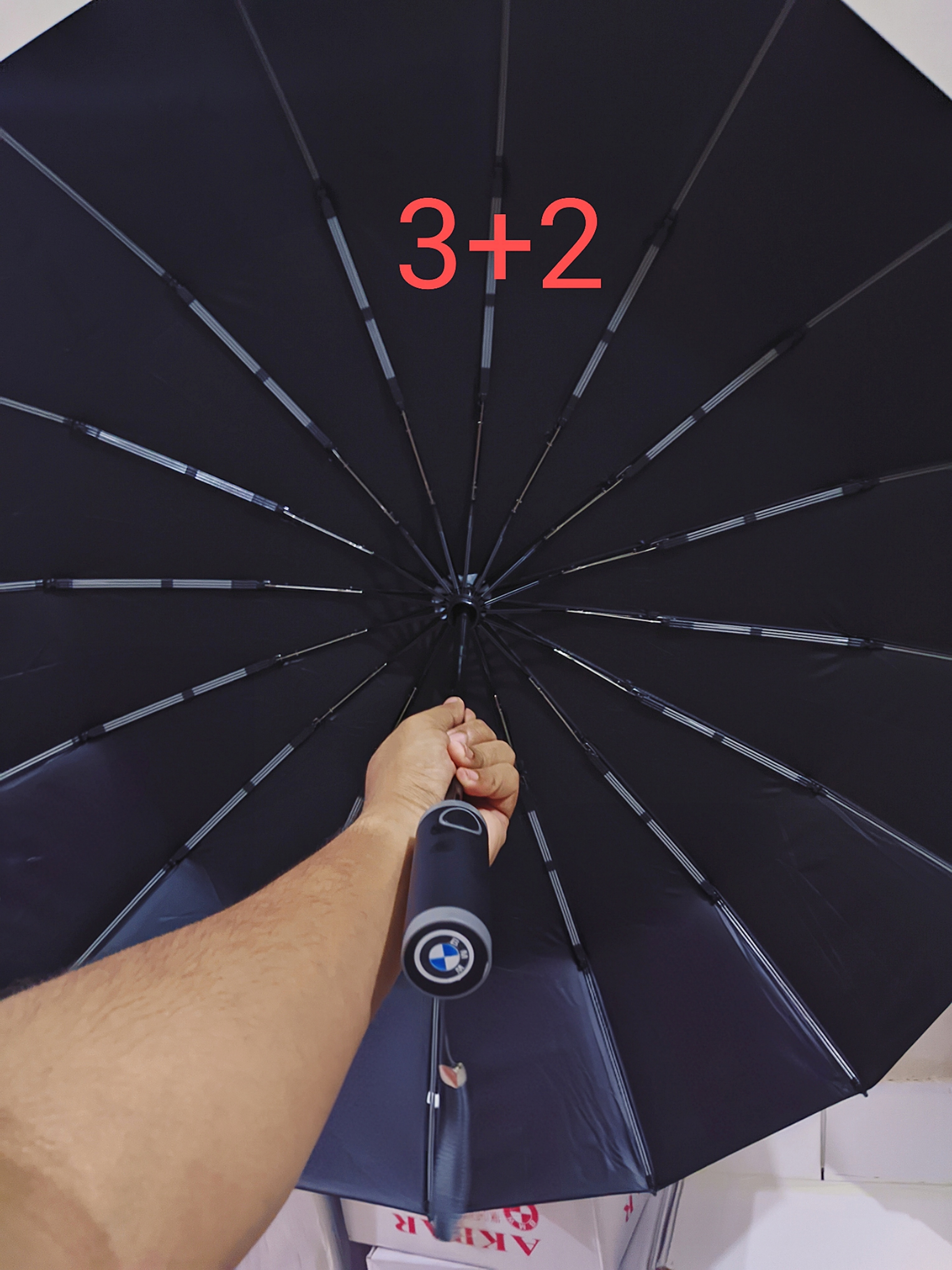 Black Color_BMW Premium 16 Sticks Umbrella__(3+2 Ribs/80 Ribs)__(Auto on/off)_img_5