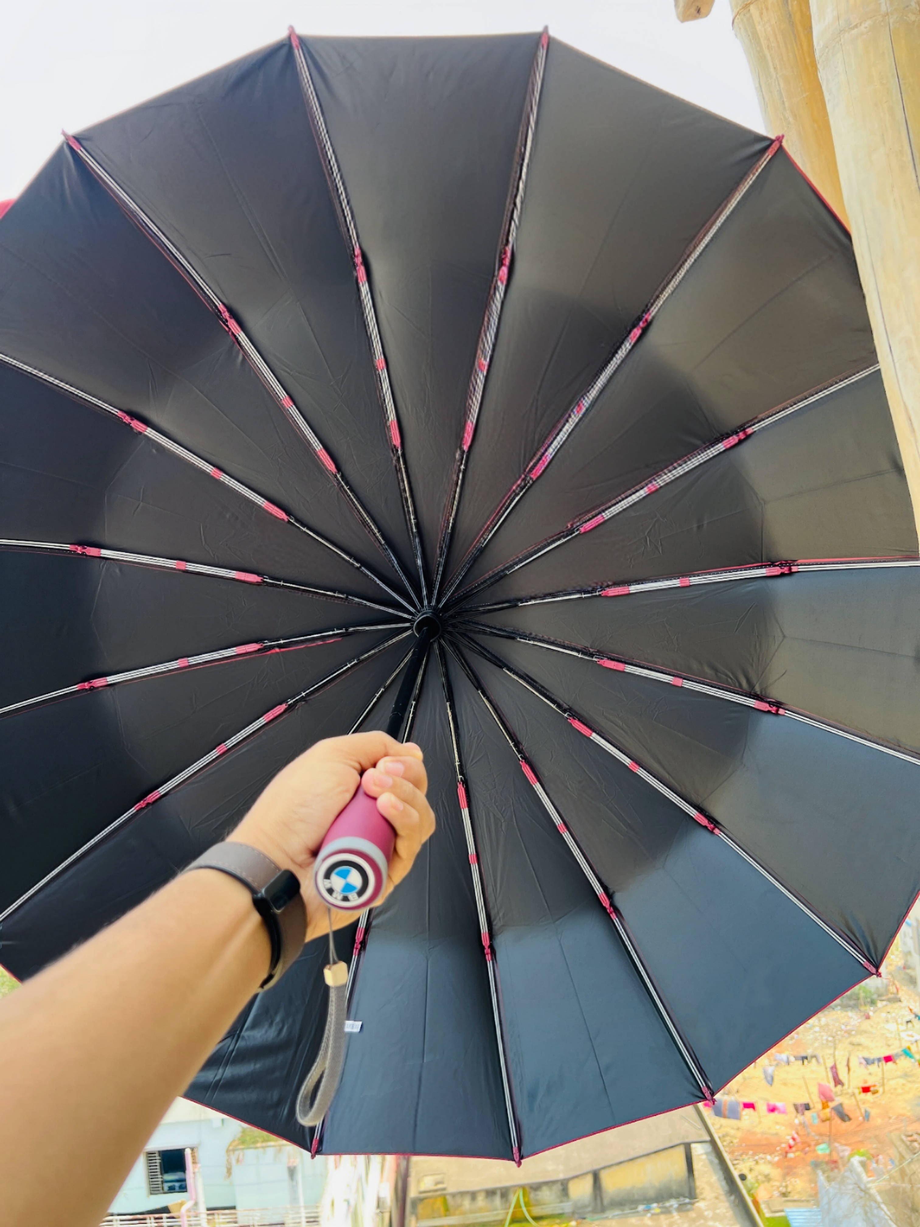 Maroon Color_BMW Premium 16 Sticks Umbrella__(3+2 Ribs/80 Ribs)__(Auto on/off)_img_5