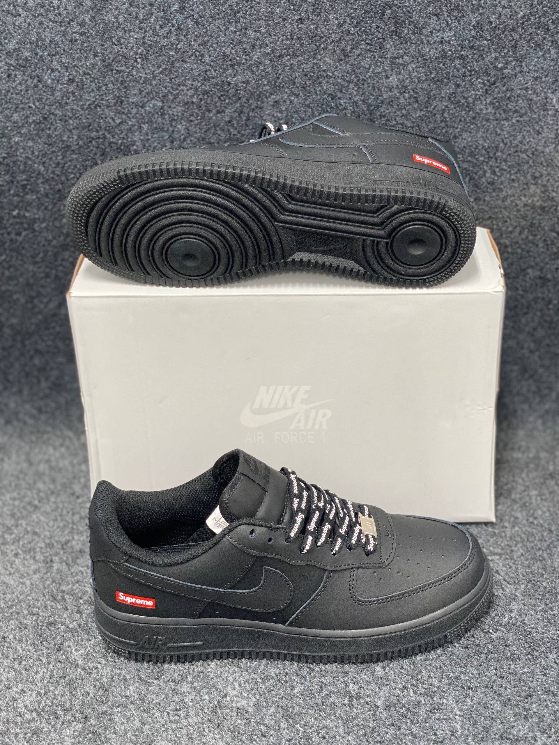 Nike x Supreme Air Force 1 Low: "Black" featuring signature red "Supreme "box logo thumbnail 8