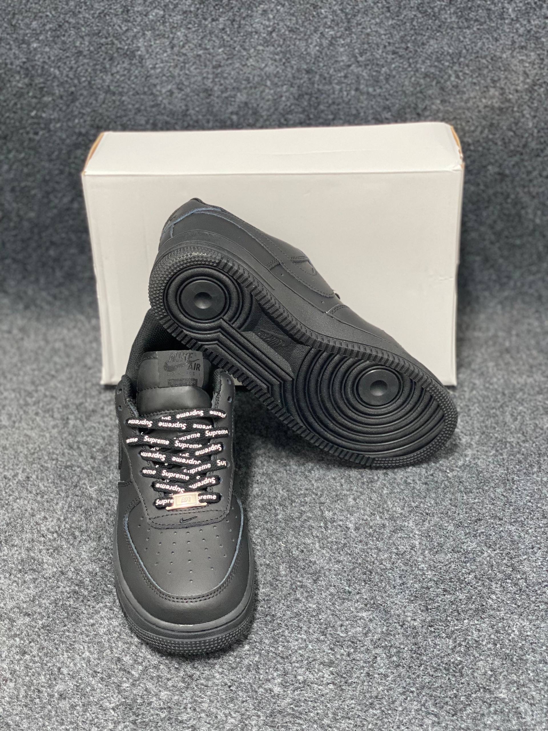 Nike x Supreme Air Force 1 Low: "Black" featuring signature red "Supreme "box logo thumbnail 7