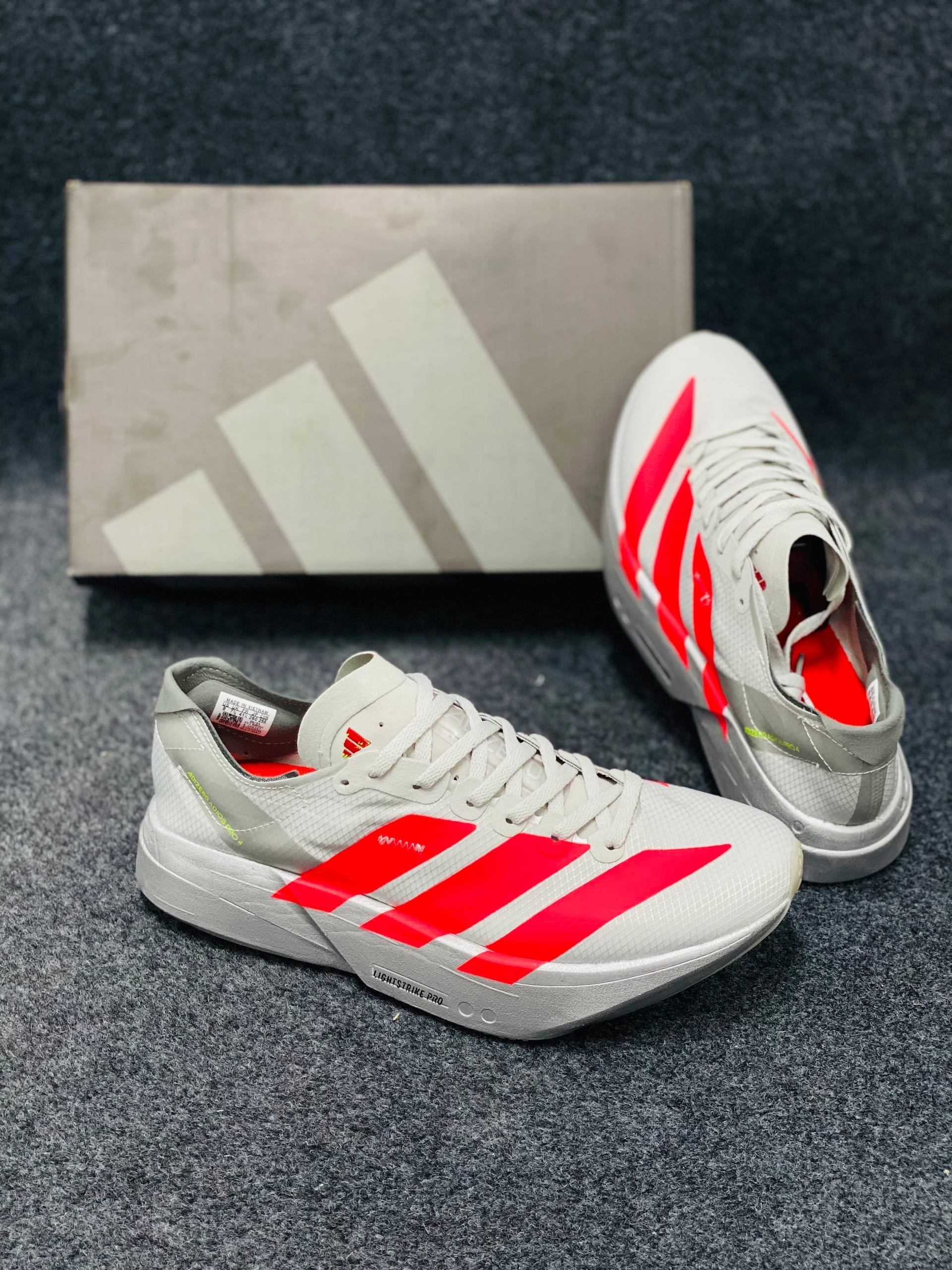 adidas Adizero Adios Pro 4 : "Grey Two and Lucid Red" (1:1)