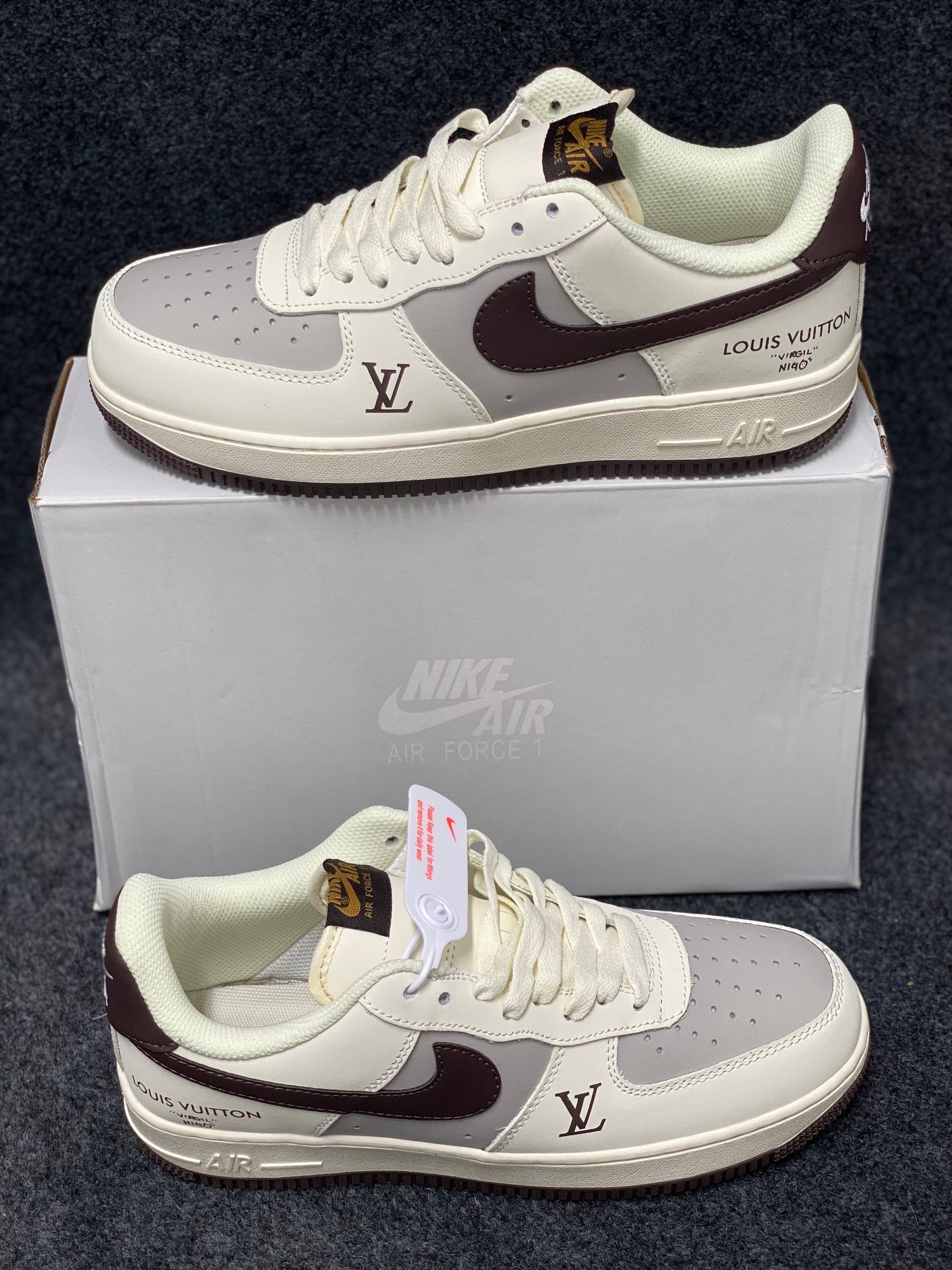 Louis Vuitton x Nike Air Force 1 Low: "Cream & Grey Toe" thumbnail 8