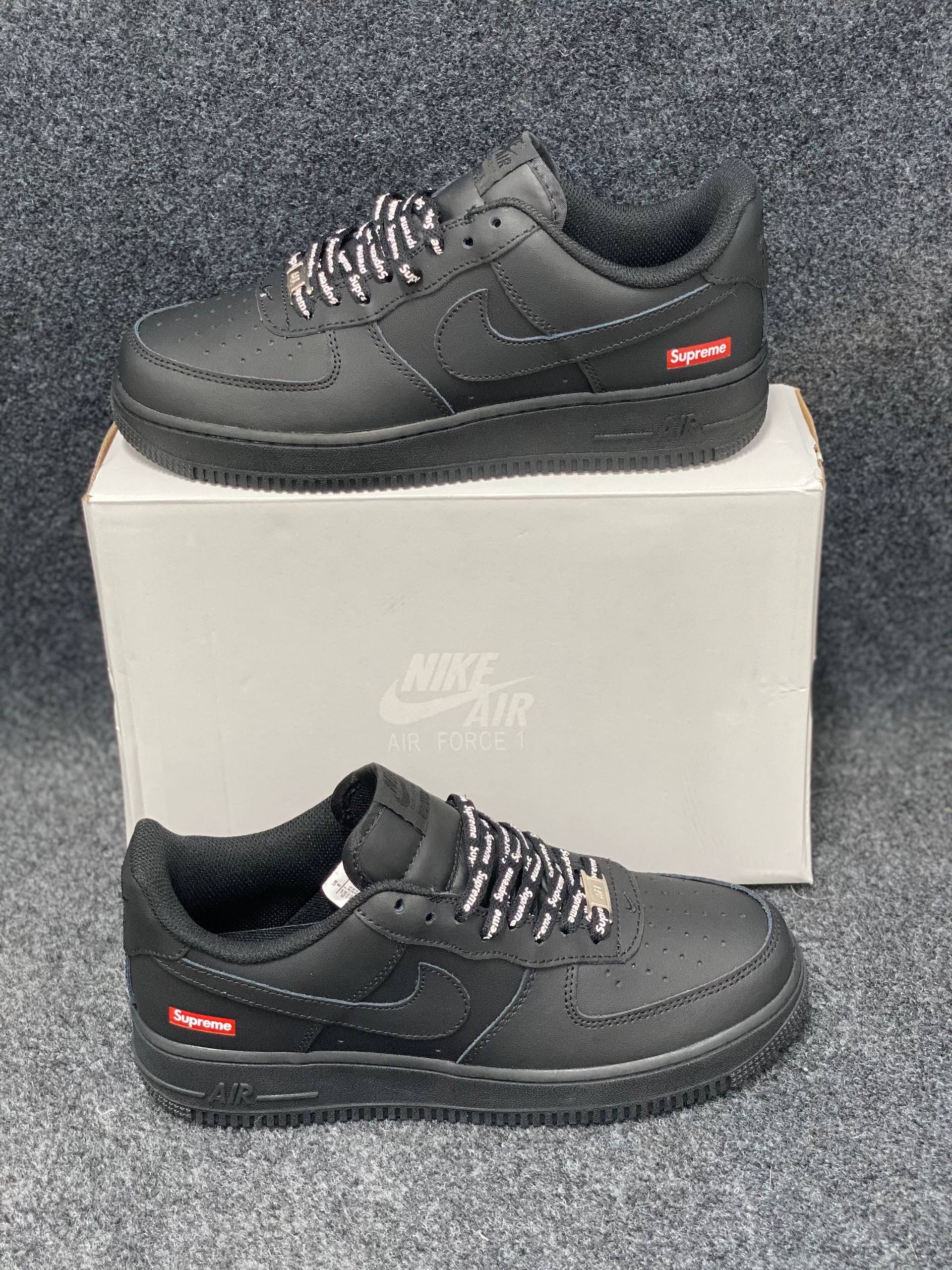 Nike x Supreme Air Force 1 Low: "Black" featuring signature red "Supreme "box logo thumbnail 9