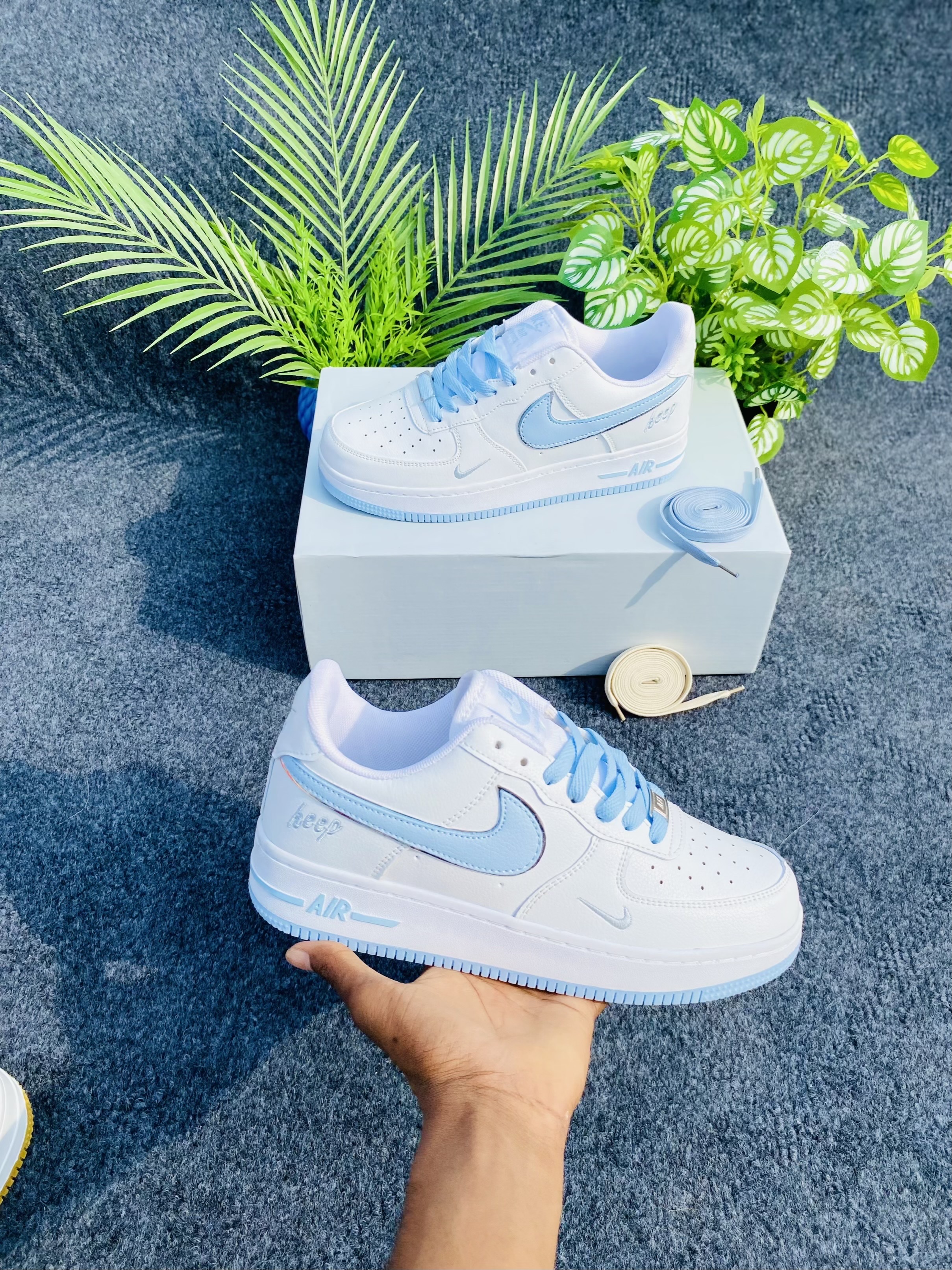 Nike Air Force 1 Custom: "White&Baby Blue" (OEM) thumbnail 3