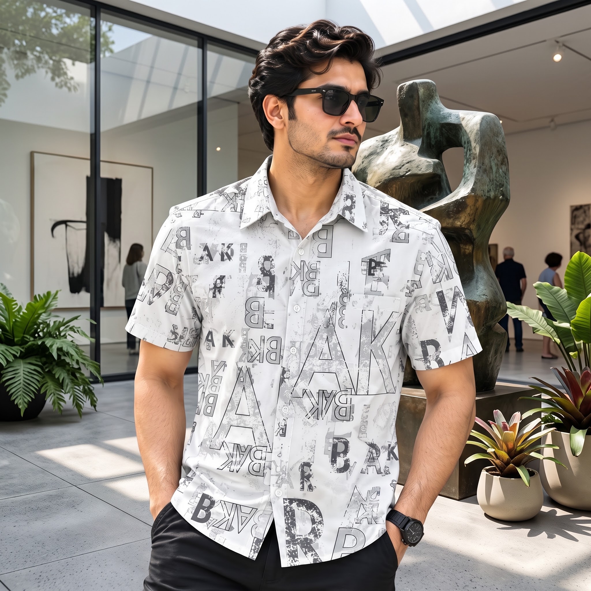 Print Shirt Cotton Half Sleeve For Men's
