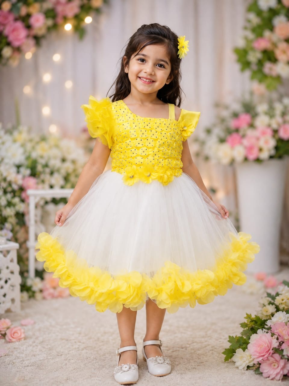 🫅Princess Party Dress🫅সাইজ: ৩ মাস থেকে ৬ বছর বয়সী বাবুদের জন্য