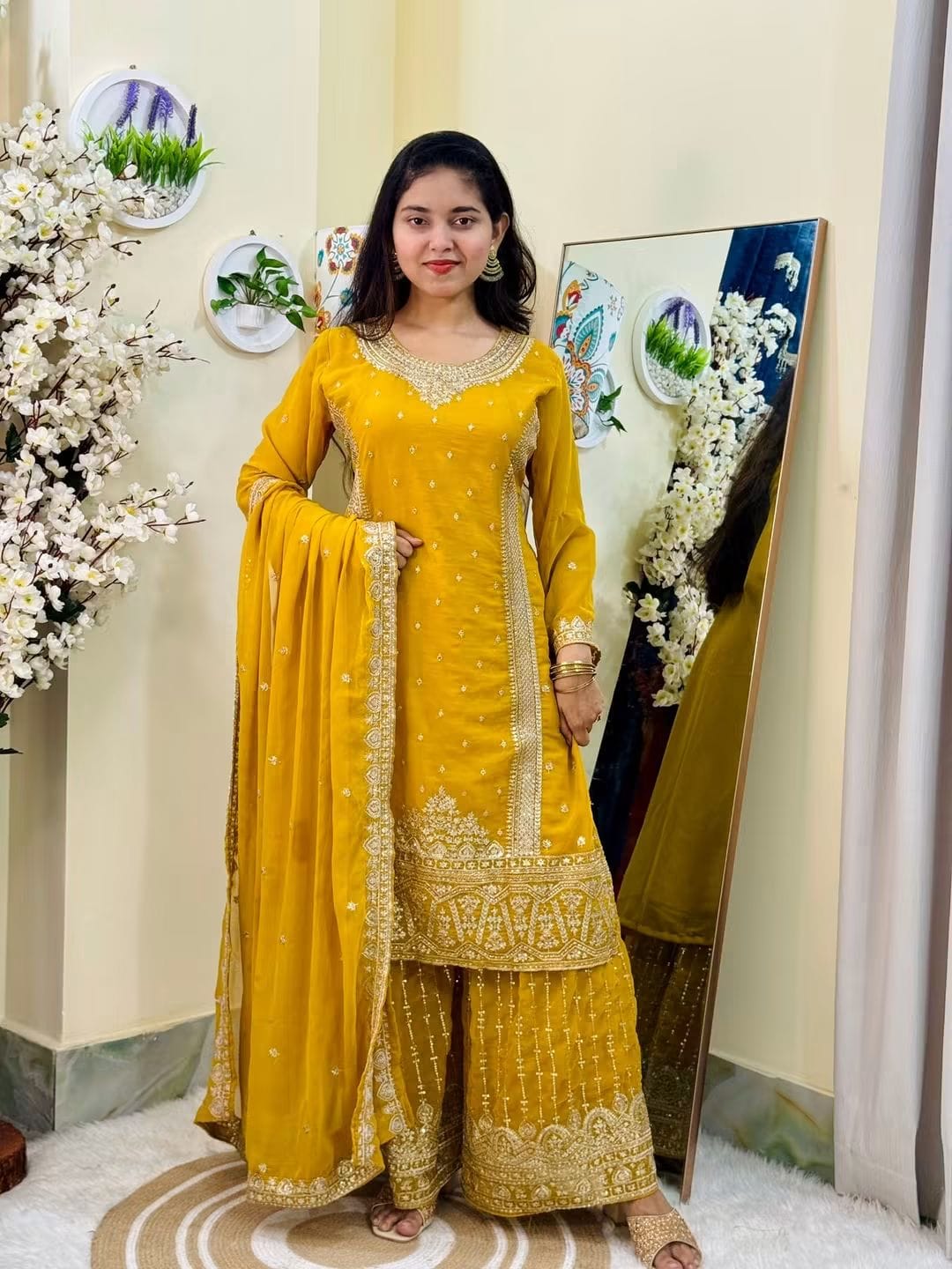 Sequence Embroidery Gharara Three Piece