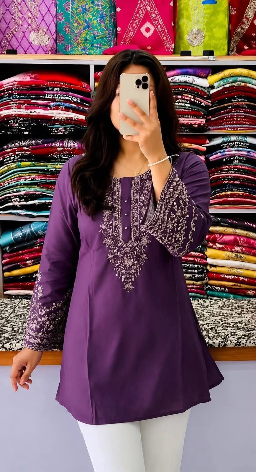 One Piece Ebmroidery Short Kurti_img_4