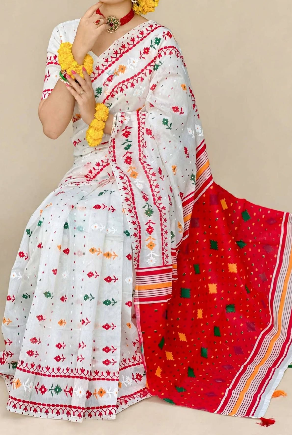 Special Puja collectionHalf Silk block Print Saree_img_5