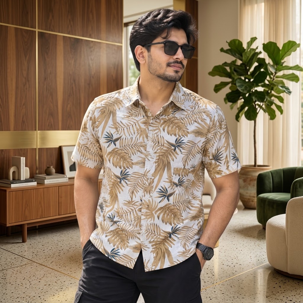 Print Shirt Cotton Half Sleeve For Men's