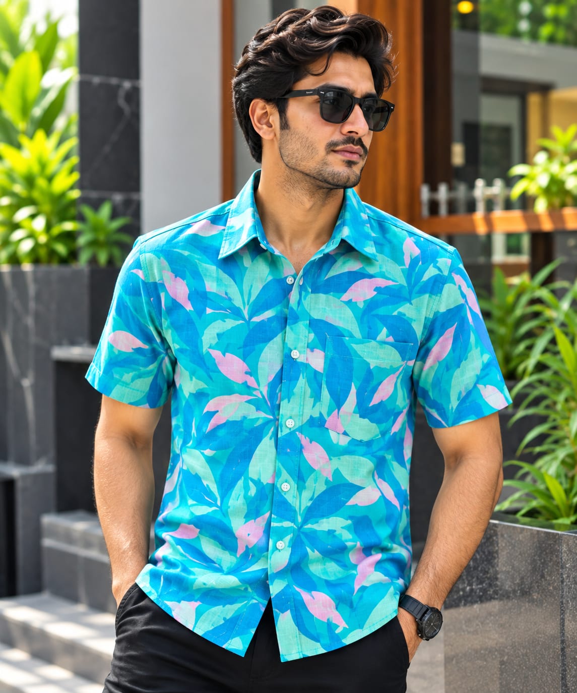 Print Shirt Cotton Half Sleeve For Men's