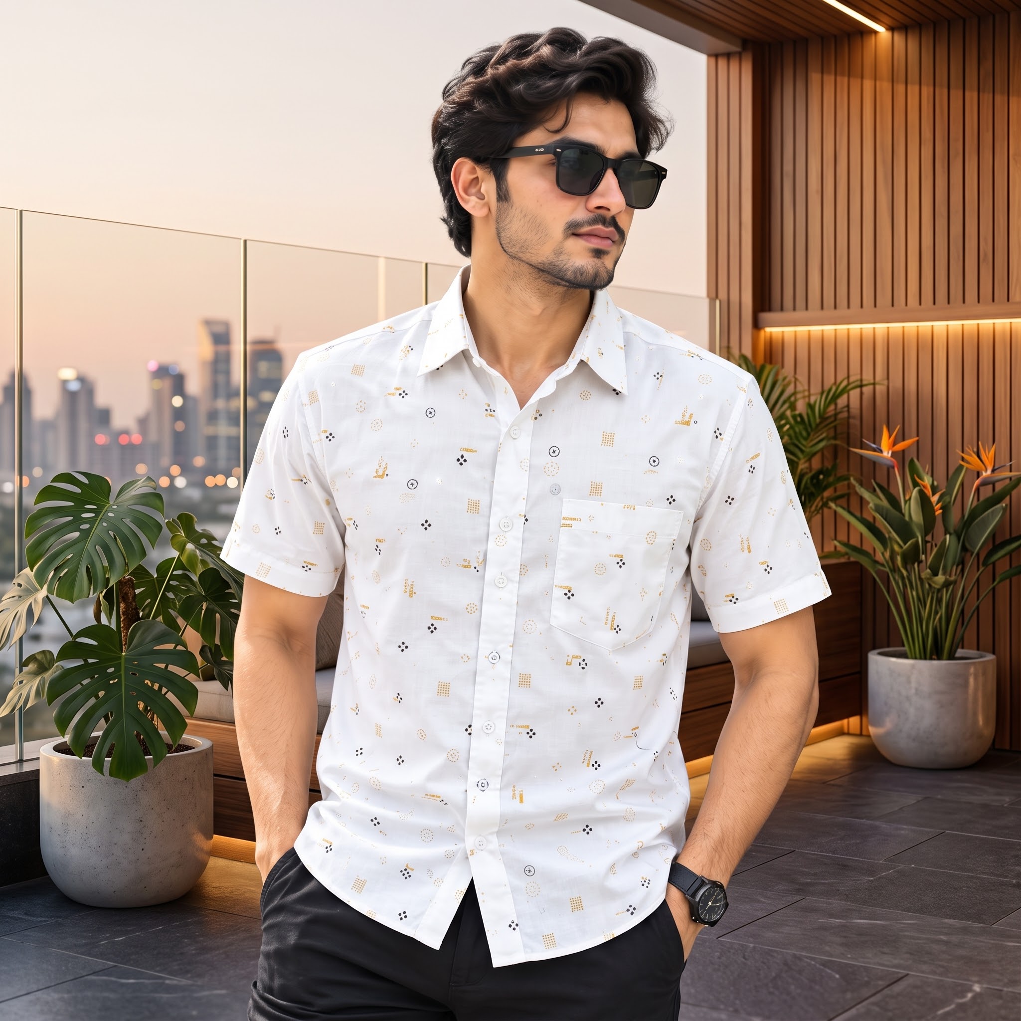 Print Shirt Cotton Half Sleeve For Men's