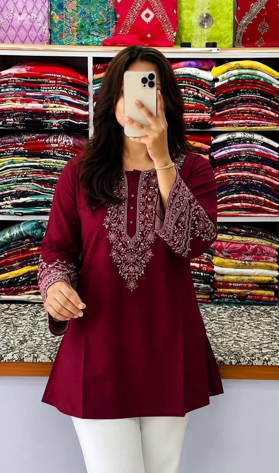 One Piece Ebmroidery Short Kurti_img_1