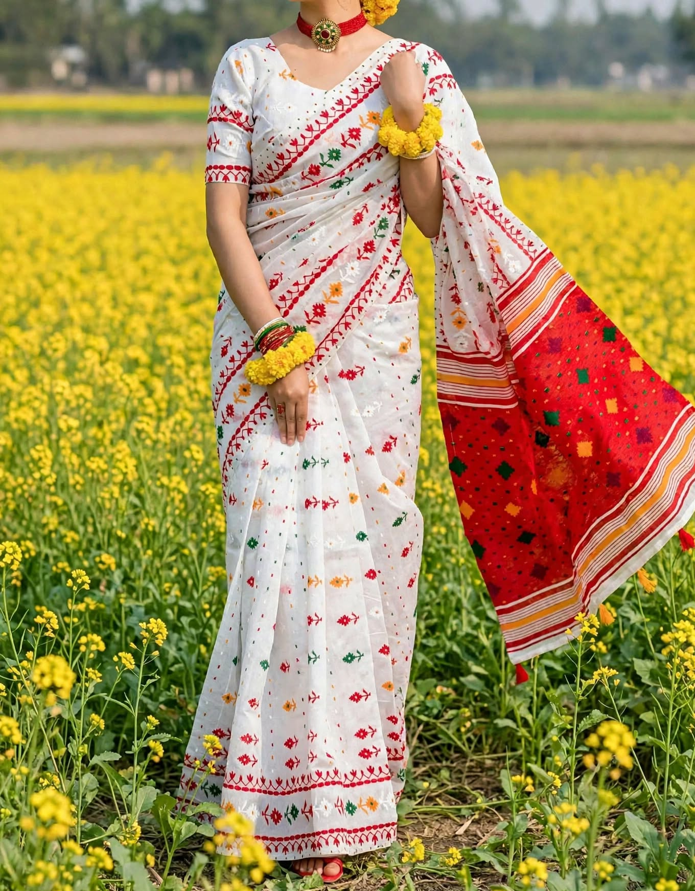 Special Puja collectionHalf Silk block Print Saree_img_2
