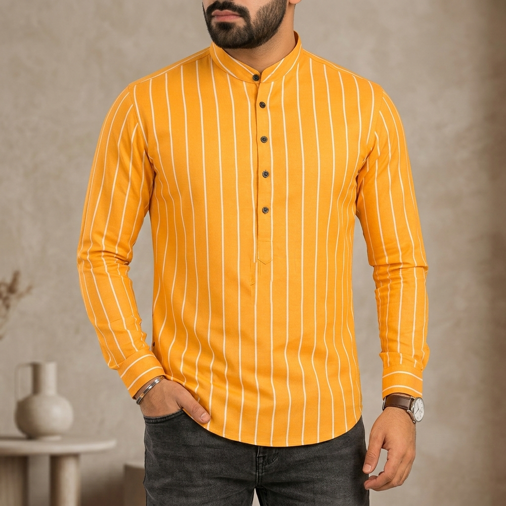 Premium Long Sleeve Striped Katua for Men_img_1