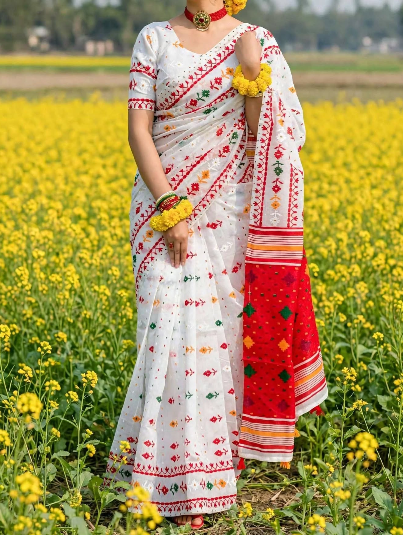 Special Puja collectionHalf Silk block Print Saree_img_1