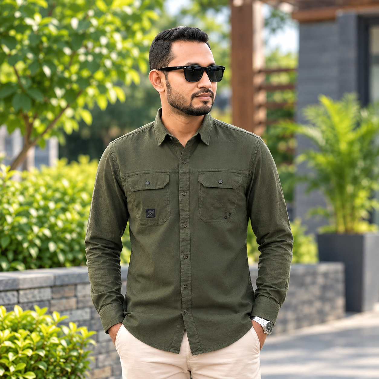 Premium Kaiser Cotton Double Pocket Shirt