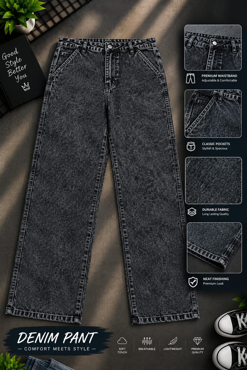 Semi Baggy Cargo Denim Pant_img_2
