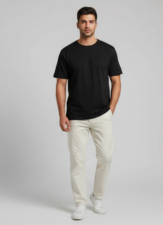 Original Black Solid color Export T-shirt Jek & jins