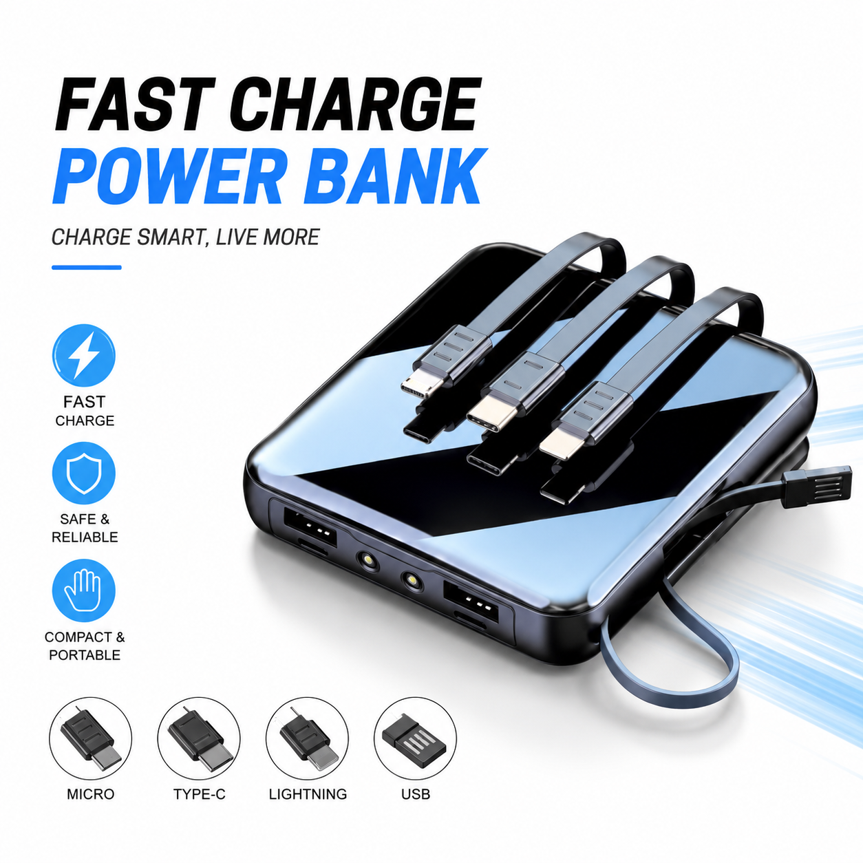 Smart 10000mAh Fast Charging Power Bank