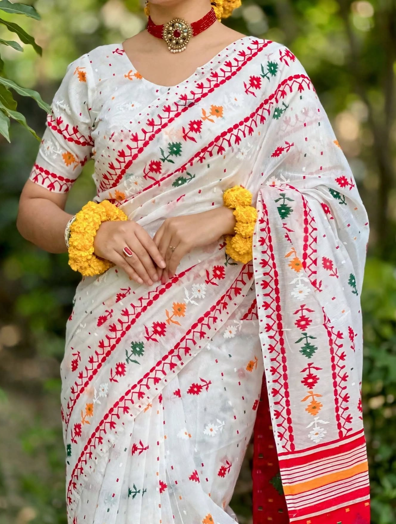 Special Puja collectionHalf Silk block Print Saree_img_3