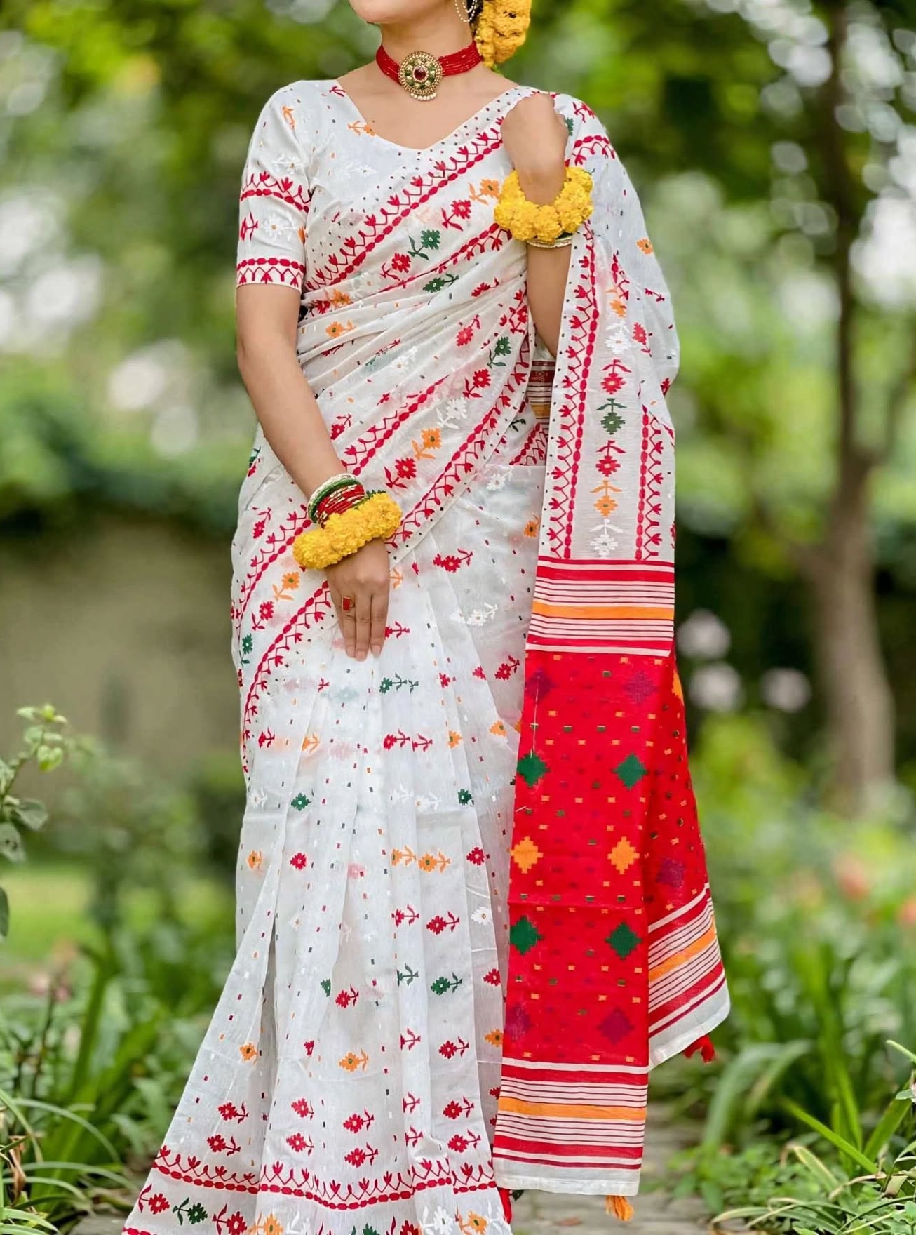Special Puja collectionHalf Silk block Print Saree_img_4