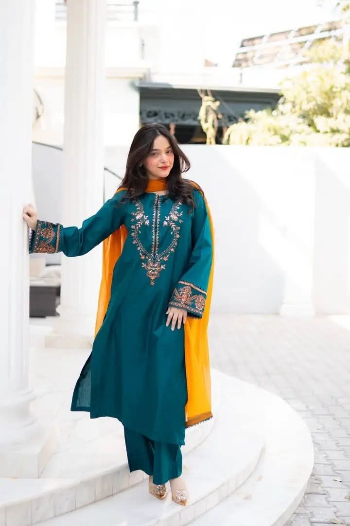 New Luxury Ambroidary Work Three Piece Set