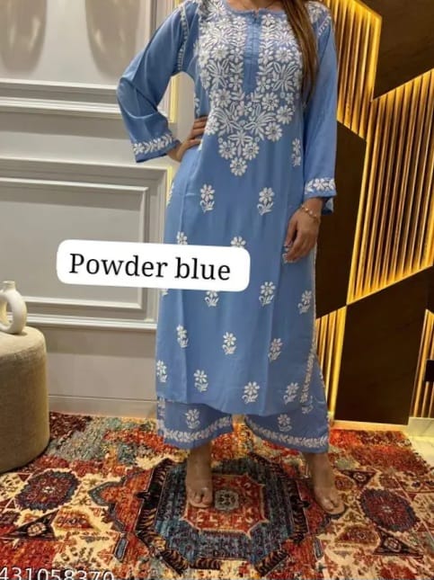 Lucknow Stitched Tow Piece (Powder Blue)