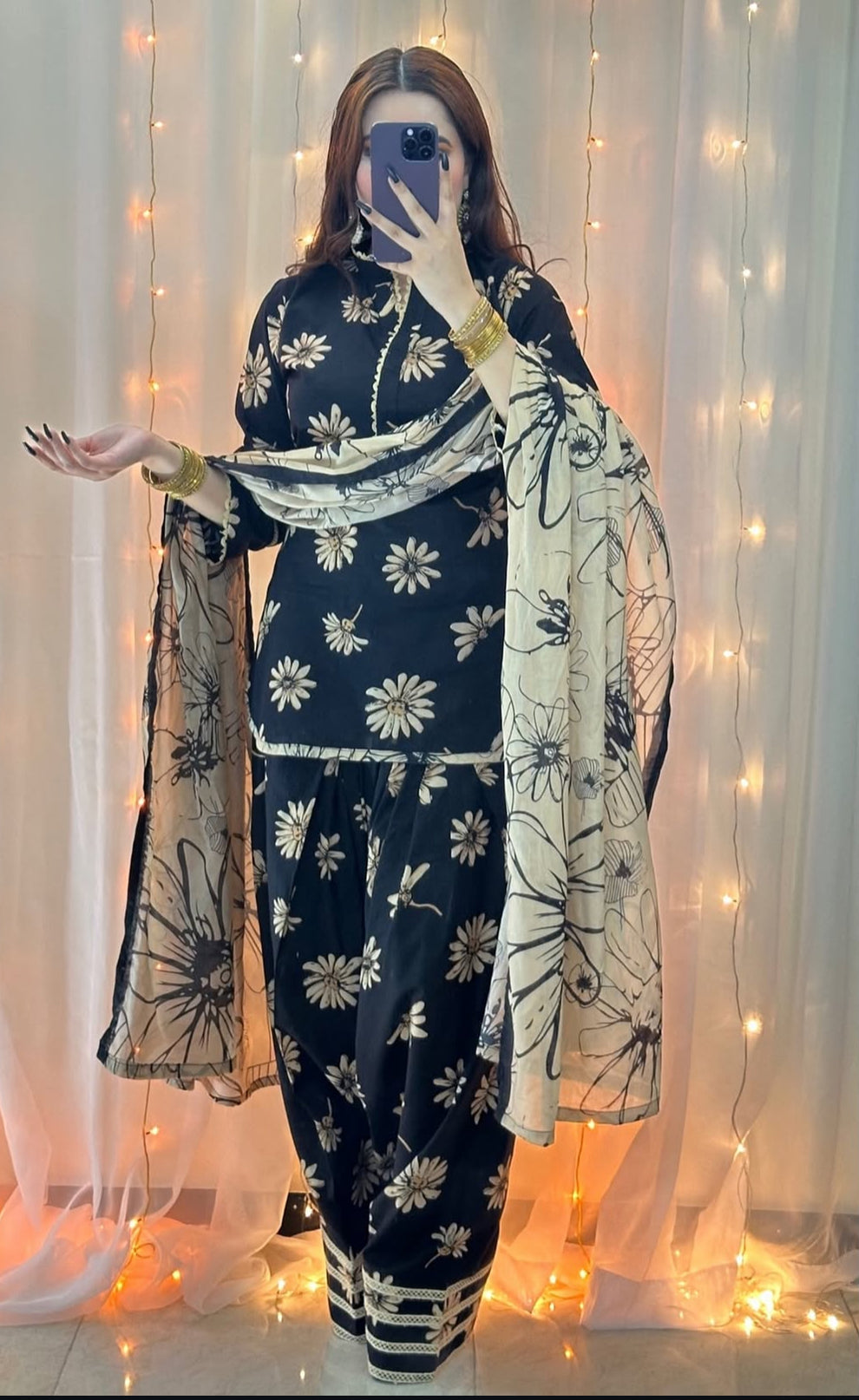 Trendy Farshi Shalwar With Matching Dupatta Three Piece Set