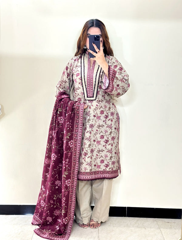 Stylish Ready To Wear Khaddar Cotton Three Piece (Eid Special)