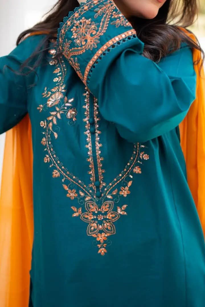 New Luxury Ambroidary Work Three Piece Set_img_1