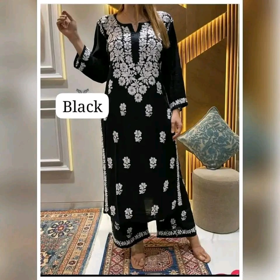 Lucknow Stitched Tow Piece (Black)
