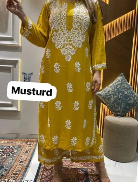 Lucknow Stitched Tow Piece (Musturd)