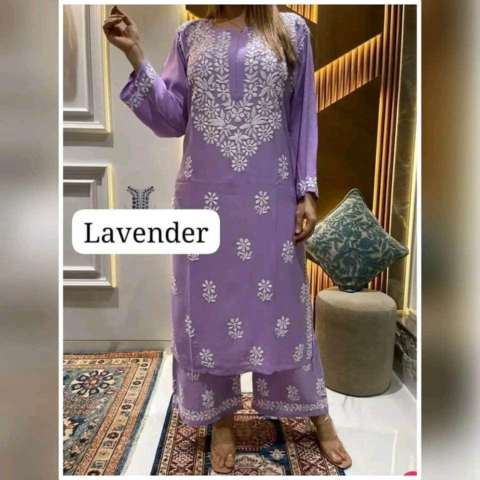 Lucknow Stitched Tow Piece (Lavender)