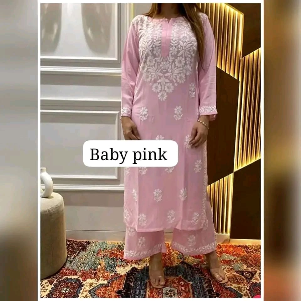 Lucknow Stitched Tow Piece (Baby Pink)