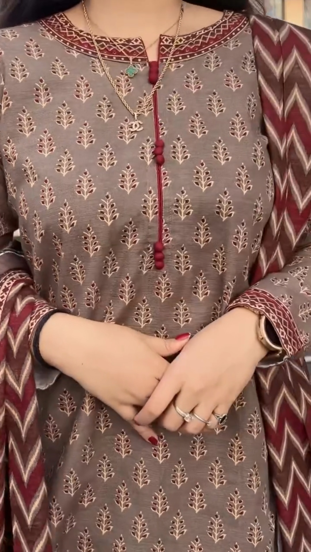 New Printed Farshi Shalwar Three piece set_img_1