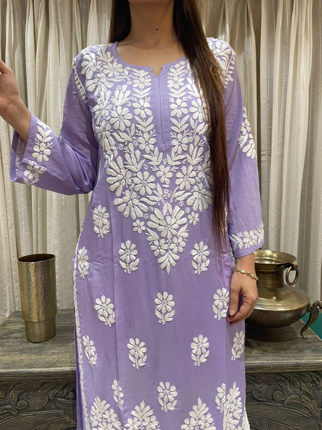 Lucknow Chikankari Stitched Tow Piece_img_1