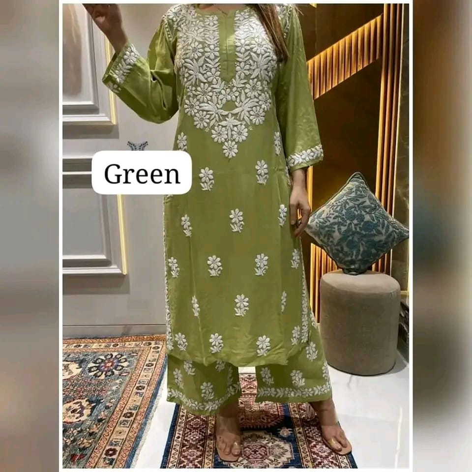 Lucknow Stitched Tow Piece (Light Green)