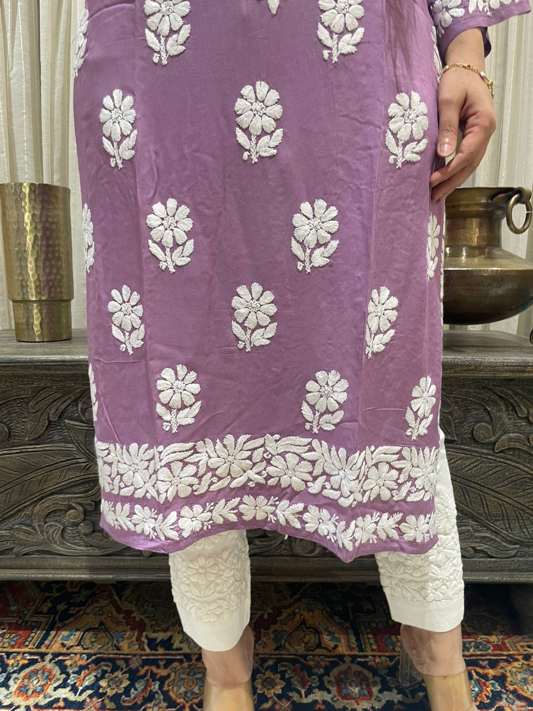 Lucknow Chikankari Stitched Tow Piece_img_2
