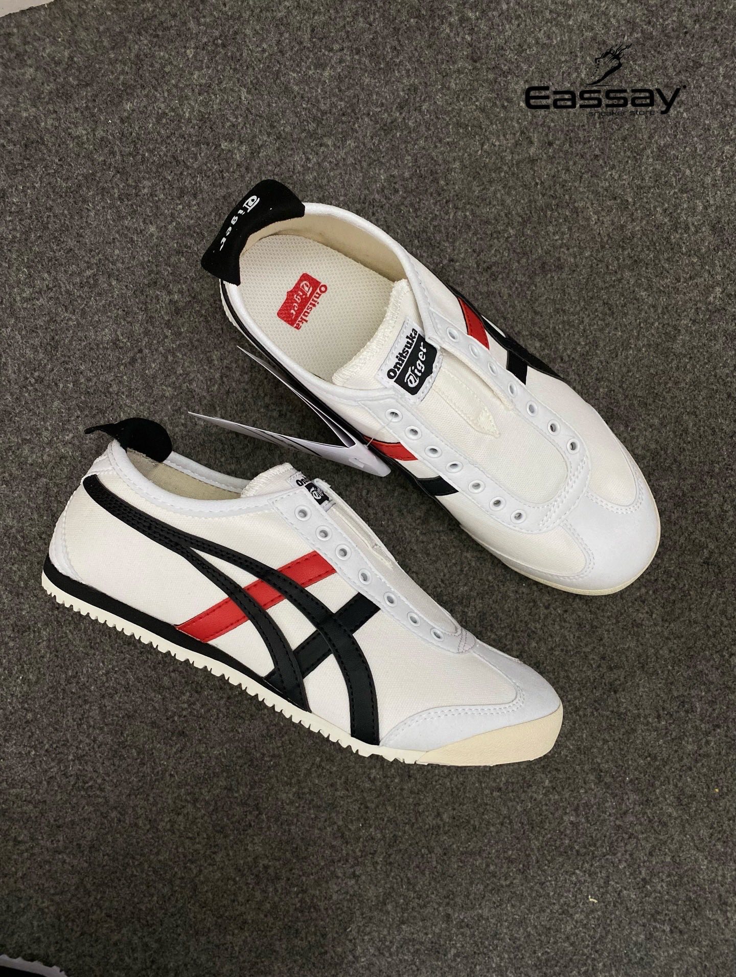 Onitsuka Tiger Slip On White with Red and Black Step