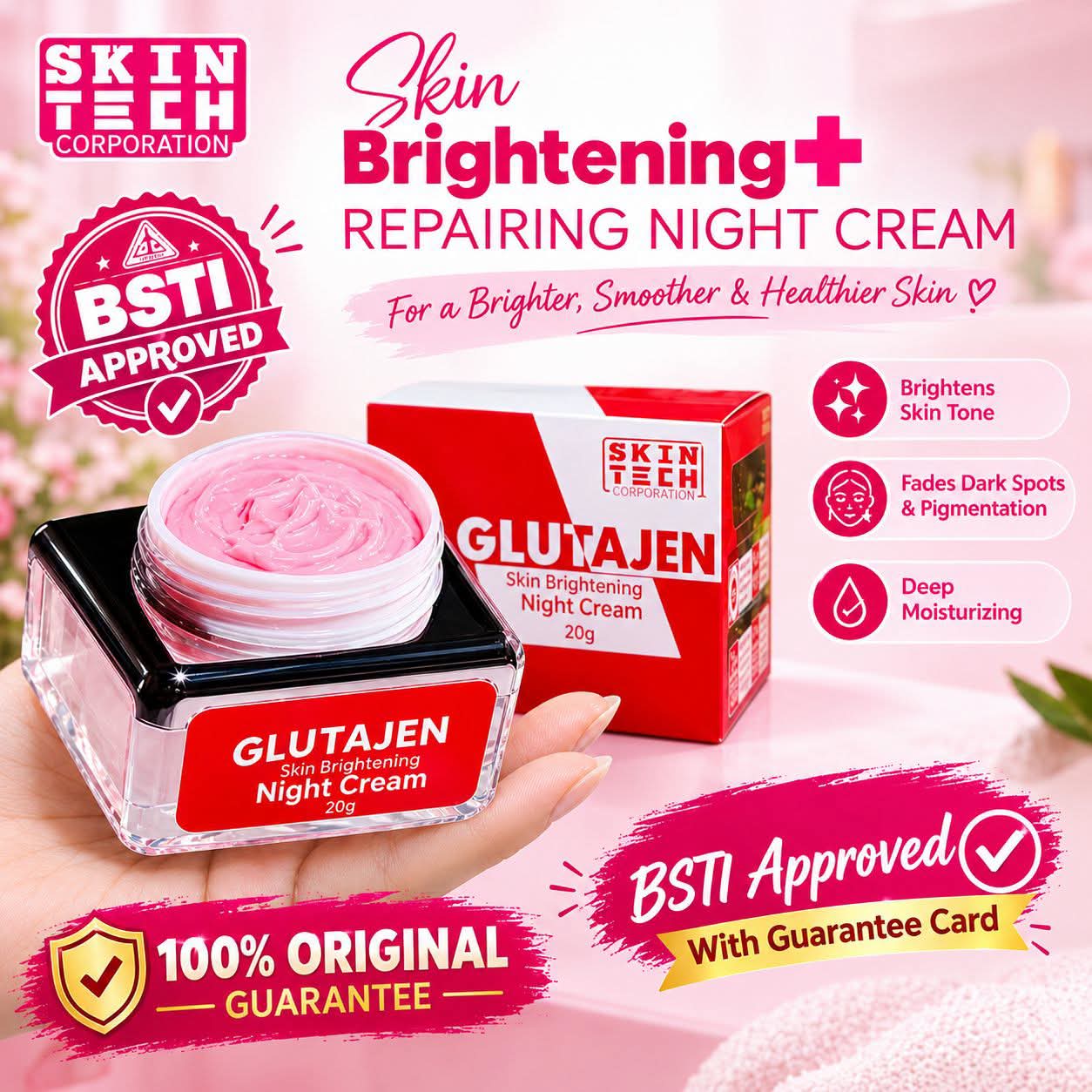 Glutajen brightening repair night cream (20 gm)
