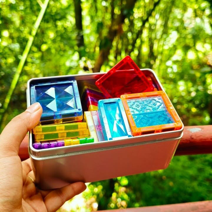 56 PCS Magnetic Building Tiles for Kids – STEM Learning Construction Set with Portable Tin Box_img_2