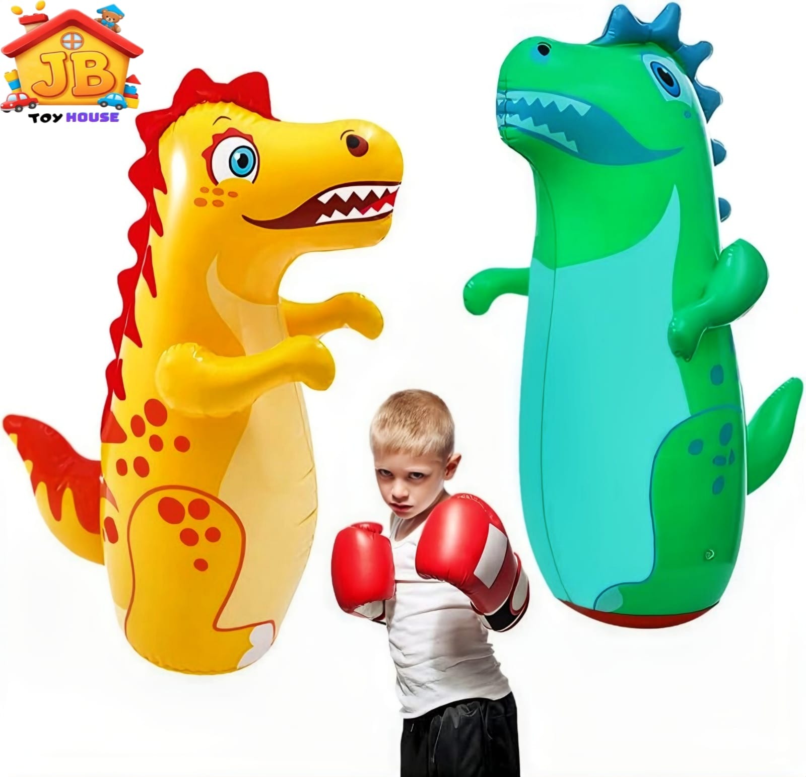 95cm Dinosaur Inflatable Punching Bag for Kids – Standing Bop Bag with Foot Pump for Active Play_img_2