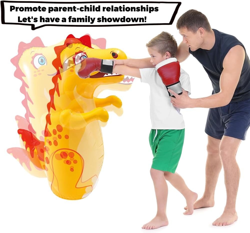 95cm Dinosaur Inflatable Punching Bag for Kids – Standing Bop Bag with Foot Pump for Active Play_img_1