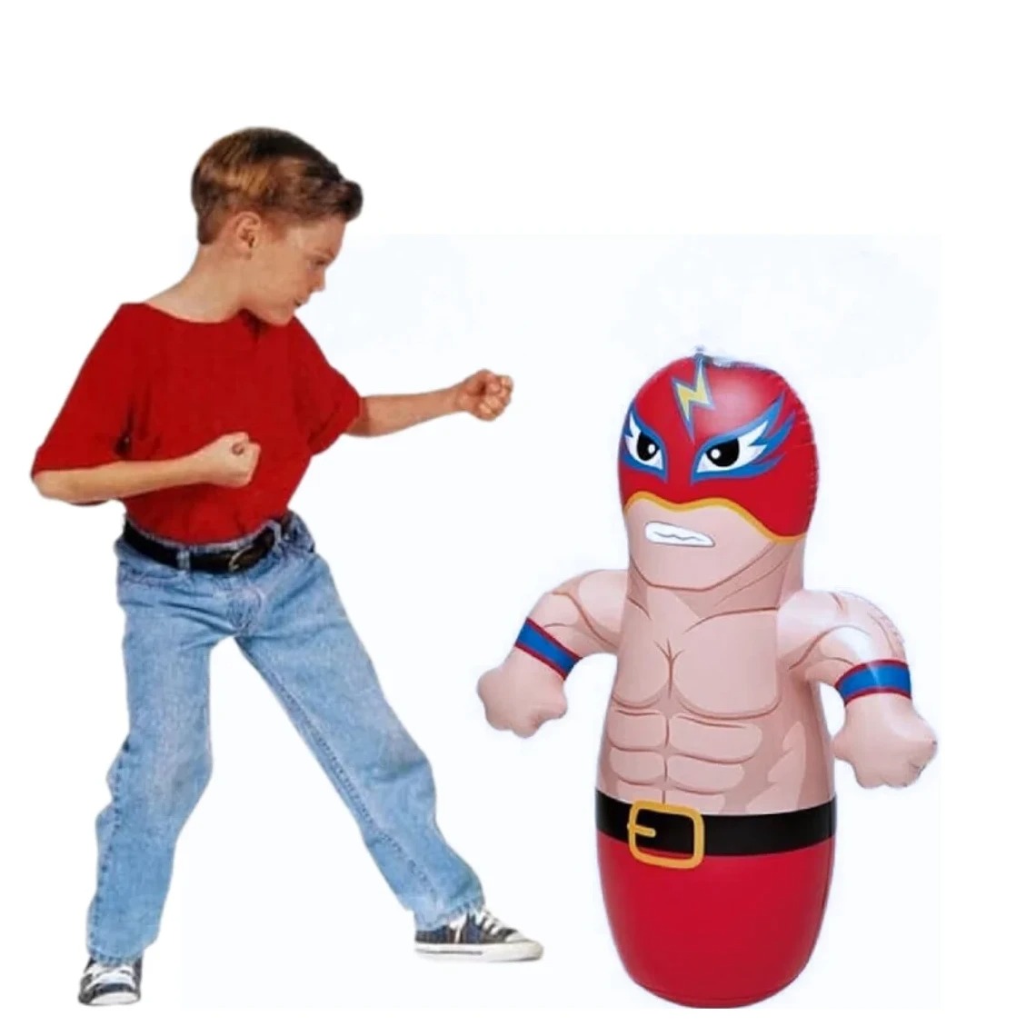 Large Wrestler Inflatable Punching Bag for Kids - Includes Foot Pump_img_6
